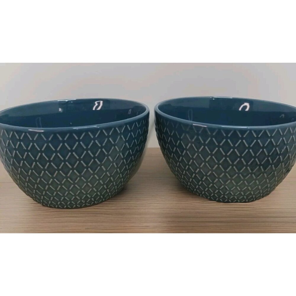 Emeral French Lace Blue  Bowls 6"X3.5" Set of 2